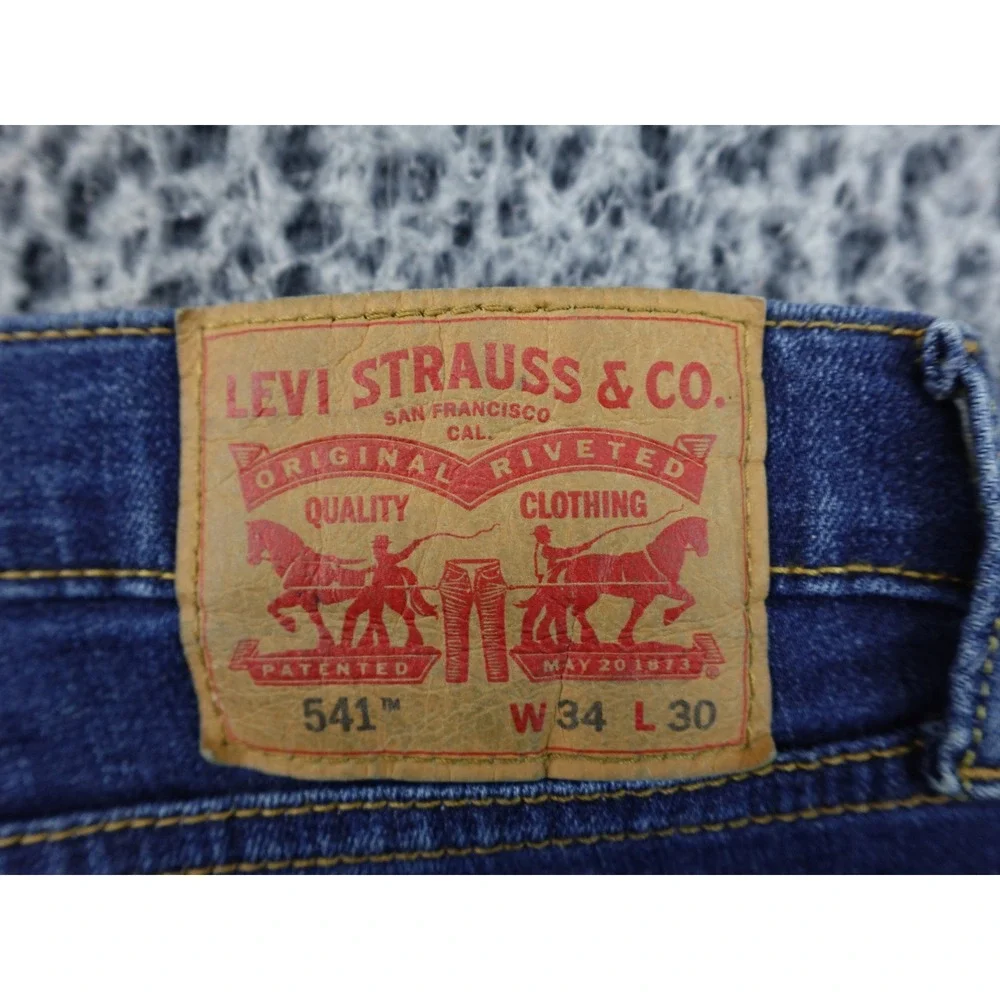 Levi's 541 Athletic Taper Jeans Mens W34 L30 Blue Good Distressed Denim